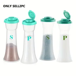 2pcs Large Plastic Salt and Pepper Shakers Set with Lids, Kitchen Gadgets Moisture Proof Portable Salt Shaker Pepper Container Timer Covered Salt and Pepper Holder for Home Kitchen Restaurant Camping