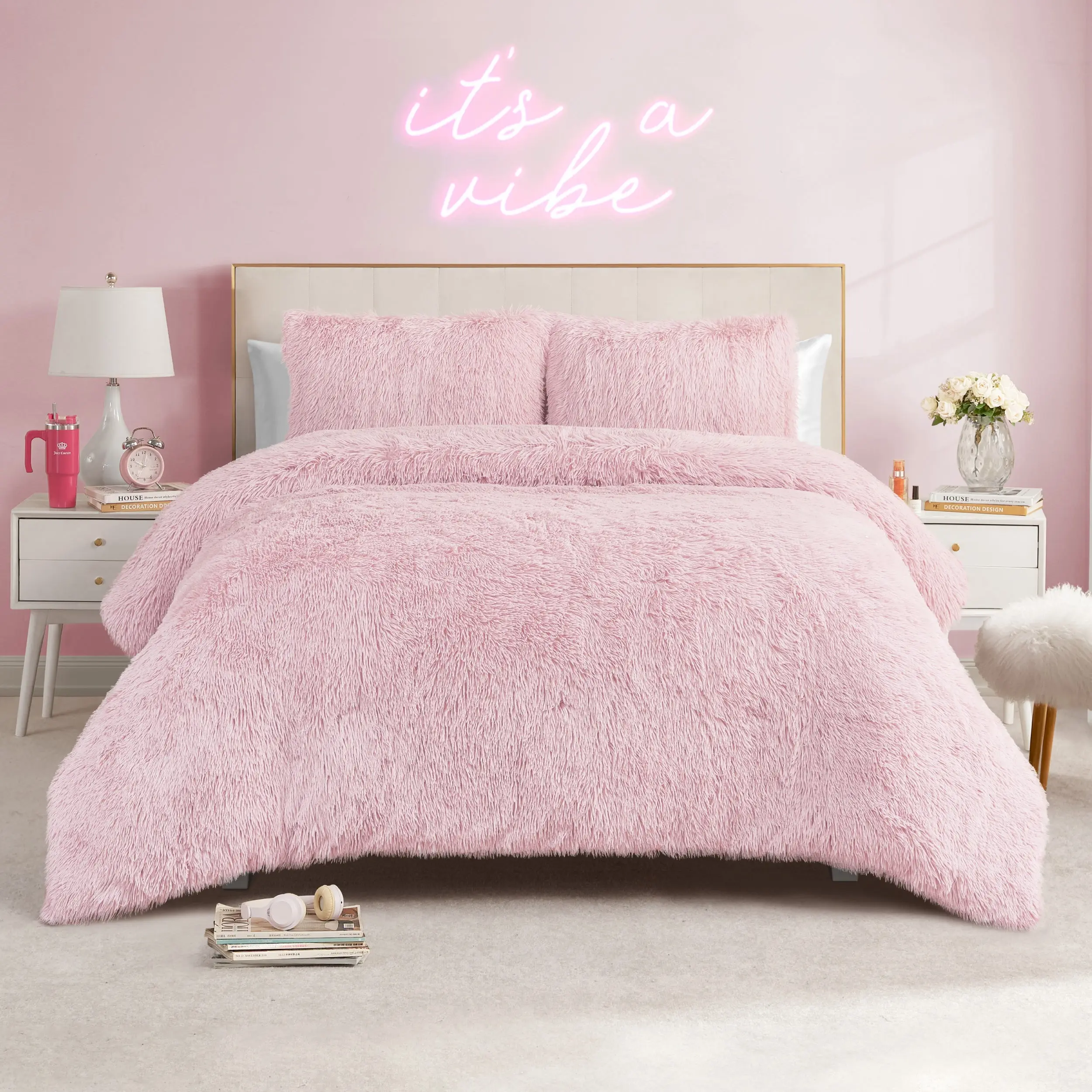 Juicy Couture Shaggy Faux Fur Comforter Set