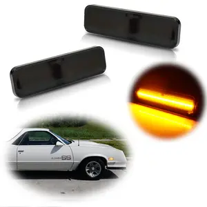 2pcs Smoked Amber LED Front Bumper Side Marker lamps Lights For 1982 1983 1984 1985 1986 1987 El Camino & Caballero, Replace OEM #: 929986