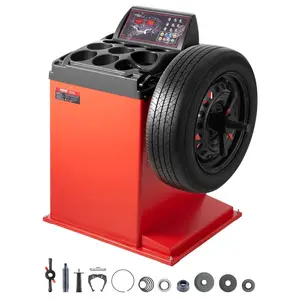 VEVOR Tire Changer Machine, 18 Spindle, Durable Tire Balancer with 4 Size of Conic 45# Steel, Reinforced Tire Balancer with Complete Measuring Tools Multi-Compartment, Fit for 1.5-18 Wide Tire