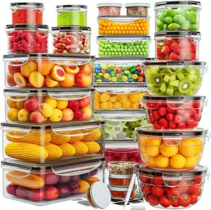 42Pcs Food Storage Containers Airtight (21 Containers+Lids),Leakproof Meal Prep Containers with Labels,Marker,Stackable,Reusable,BPA Free Set Utensils