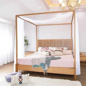 Linentalks White Canopy Bed Scarf for Queen & Full Bed, Luxury Queen Canopy Bed Curtains, White Canopy Bed Drapes, Four Post Bed Canopy Drapes, Sheer Bed Canopy Scarf 1 PC 52X228 Bed Tulle Canopy