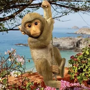 1pc Outdoor Monkey Statues – Lifelike Hanging Resin Monkey Figurine for Garden, Patio & Balcony Decor | Weather-Resistant Animal Ornament Decoration Sculptures