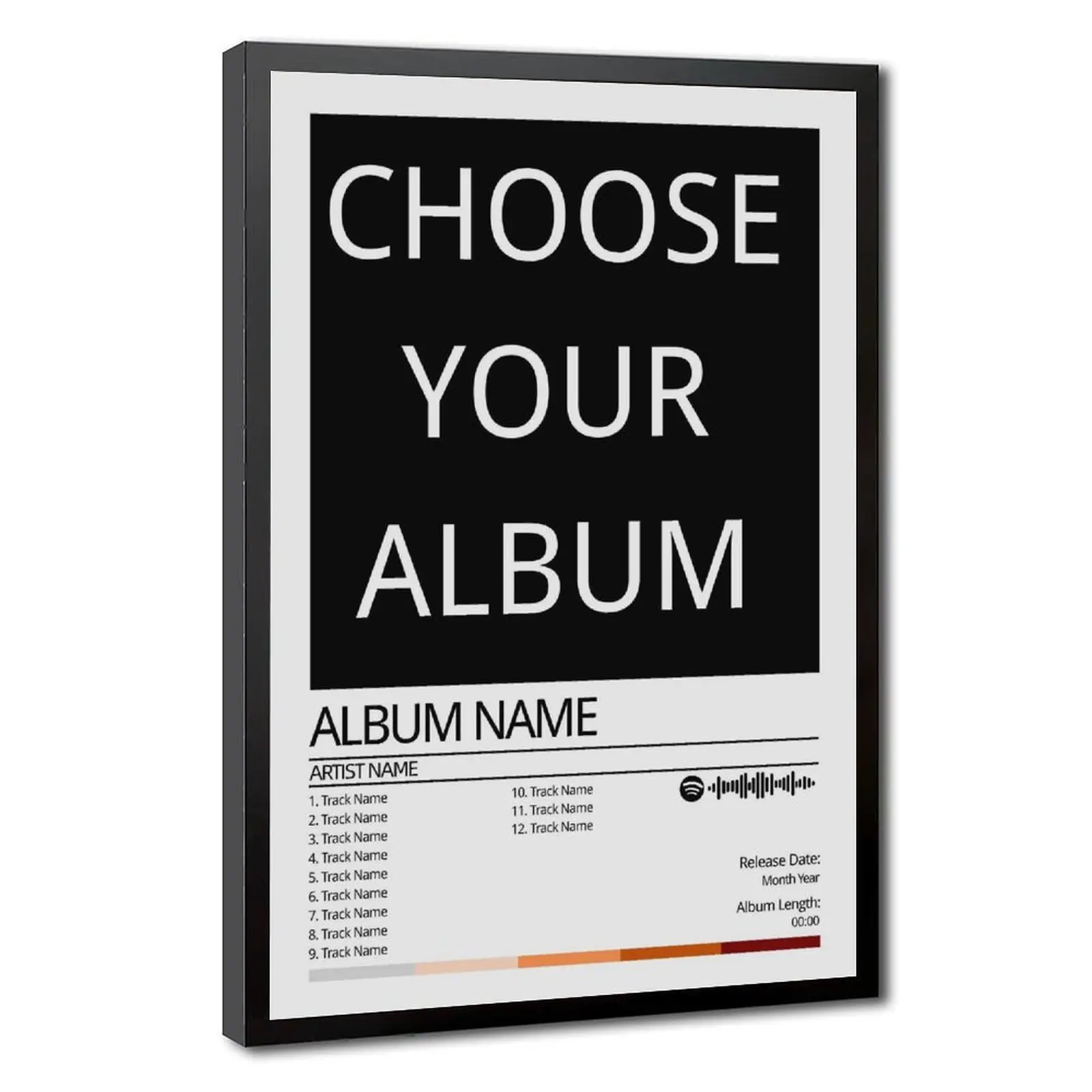 Choose Your Own Album Poster, Music Gift Ideas, Custom Album Art, Tracklist Poster
