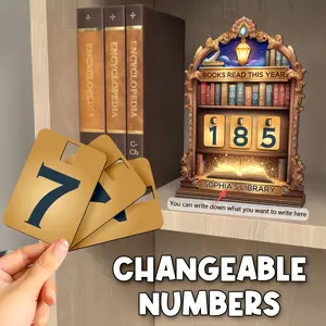 2D DIY Book Reading Tracker, Tracks Up to 999 Books, Ideal for Teachers, Writers, Literary Lovers, Home Library Decor, Shelf Accessory, Vintage Home Decor