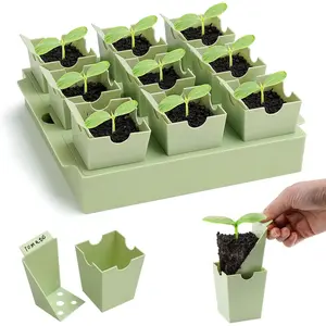 Seed Starter Tray with Humidity Dome & Erasable Labels - 9 Deep 2.3" Cells Root Trainer - Reusable Indoor Gardening Kit Plant Growing Set Durable Growing Tray