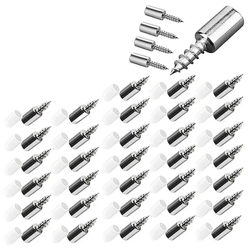 40Pcs Wardrobe Cabinet Glass Partition Nails Cross Self-Tapping Screw with Rubber Sleeve Screw Plate Support Partition Bracket Sturdy Shelf