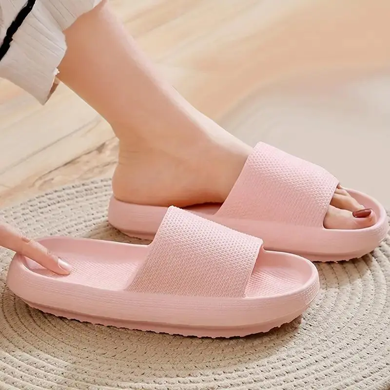 Unisex Shower Shoes for Home & Casual Wear, Non-Slip Cushioned Thick Sole EVA Cloud Slides, Slippers For Women, Flipflop Style, Home To Shower, Open Toe, Pillow Shape, Eva Upper, Ethylene Vinyl Acetate (Eva)