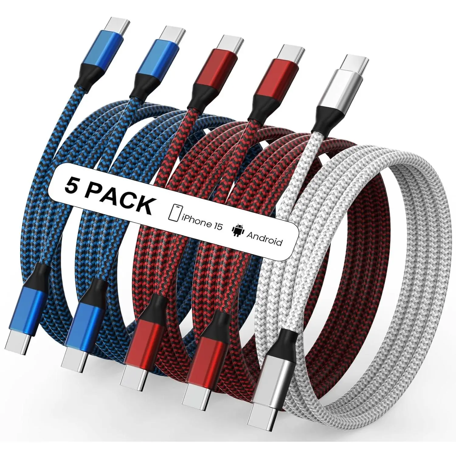 USB C to USB C  Nylon Braided 60W 3/3/6/6/10 FT USB Type C Fast   for  17/17 Pro Max/Air/16/16 Plus/16 Pro Max/15/15 Plus/15 Pro Max, MacBook, iPad,  S25/S24/23