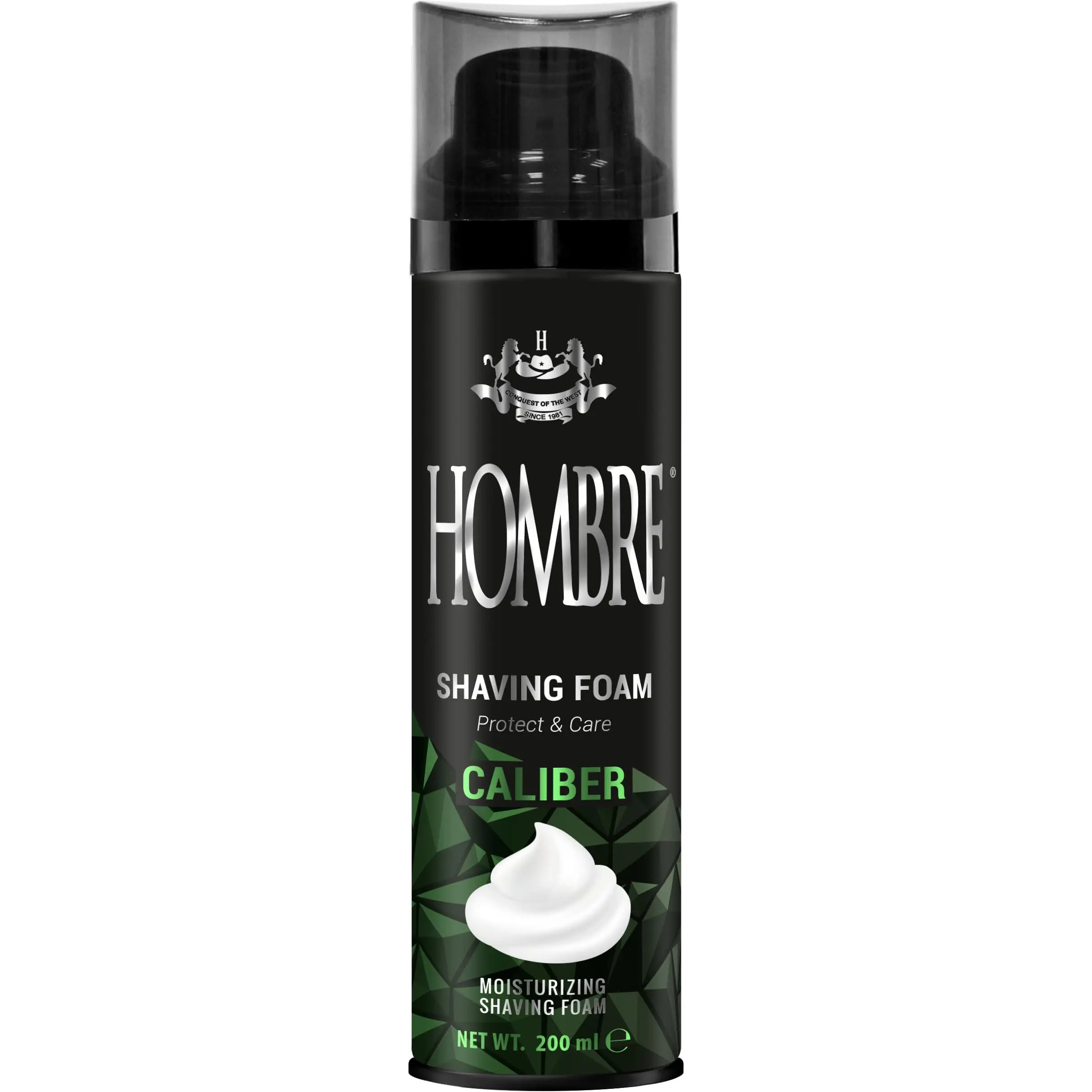 HOMBRE Caliber Shave Foam for Men | Fougère Marine Woody Scent | Intense Masculine Finish | Aluminum-Free Formula 200 ml