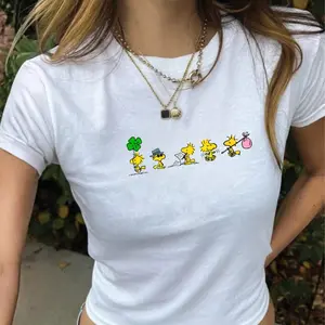 Woodstock Peanuts Baby Tee, Organic Cotton Cartoon Graphic Crop Top