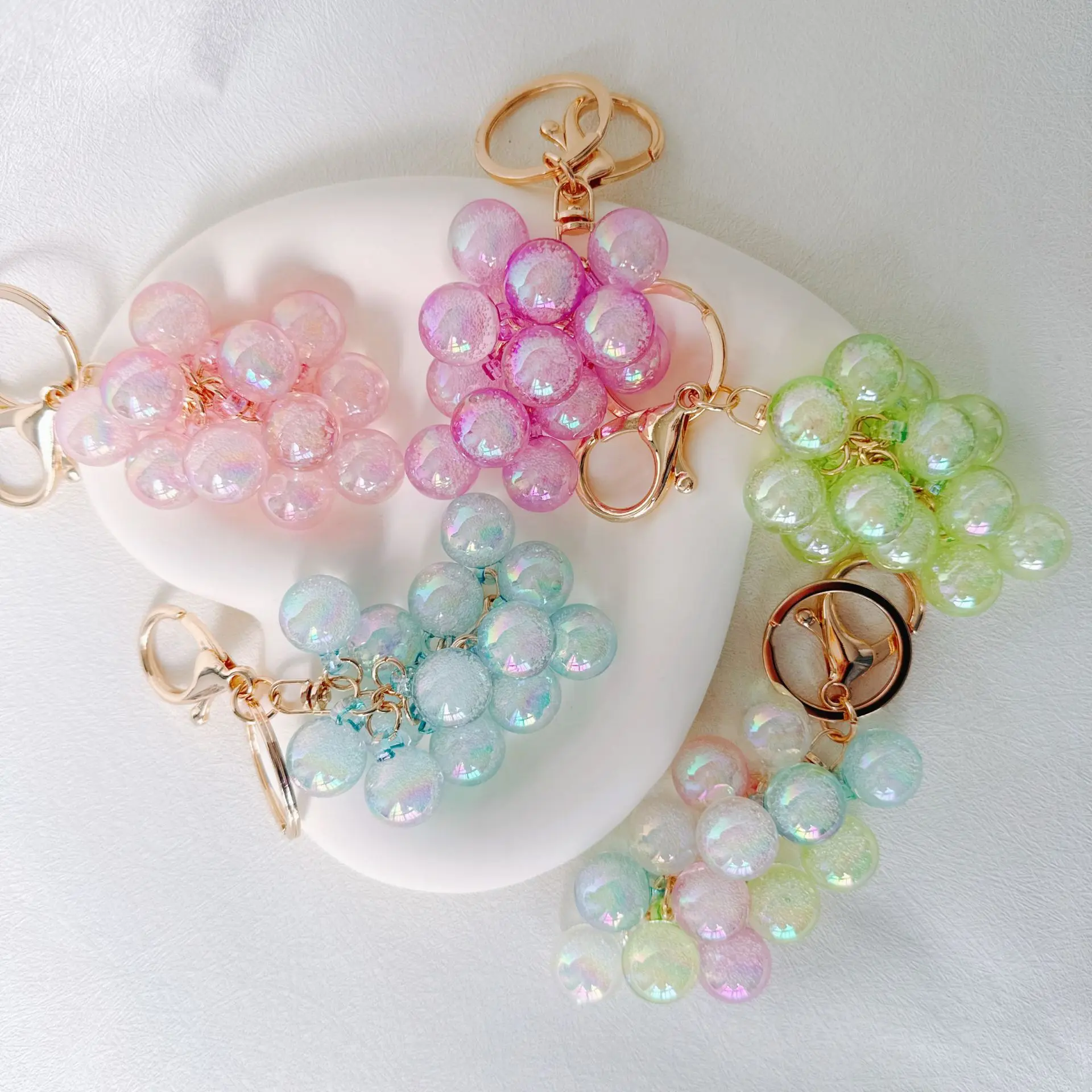 Grape Keychains, Creative Cute Bubble Jelly Grape Cluster Keychain ...
