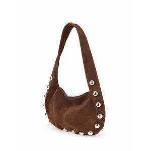 Cider STUDDED FAUX SUEDE SHOULDER BAG