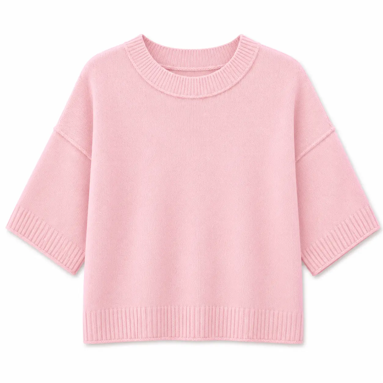 Women’s Pastel Oversized Short Sleeve Knit Sweater, Drop Shoulder Crew Neck Boxy Cropped Pullover, Casual Spring Summer Top
