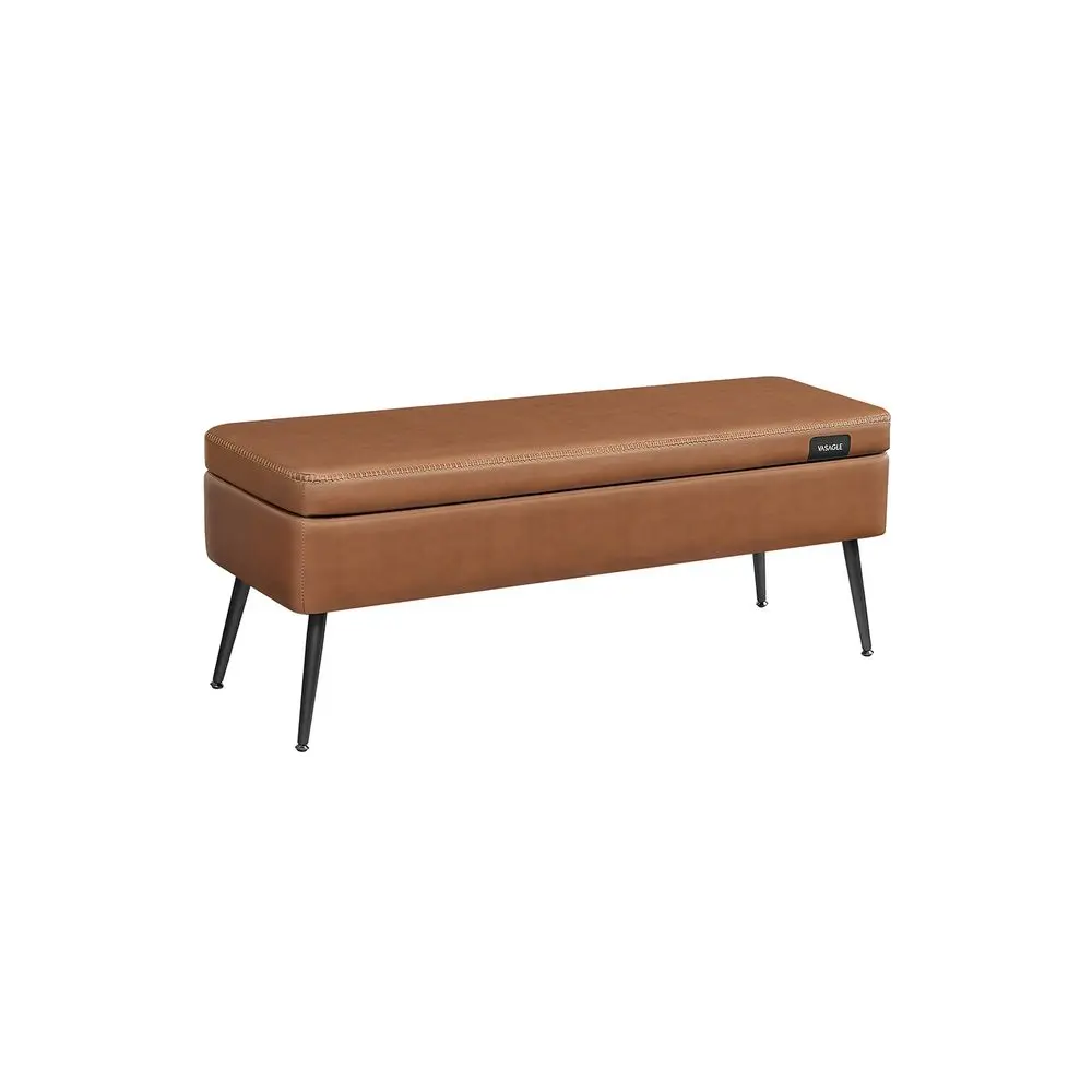 SONGMICS HOME VASAGLE EKHO Collection - Storage Ottoman Bench, Entryway Bedroom Bench, 15 Gallons, Synthetic Leather with Stitching, Mid-Century Modern, Safety Hinges, Loads 660 lb