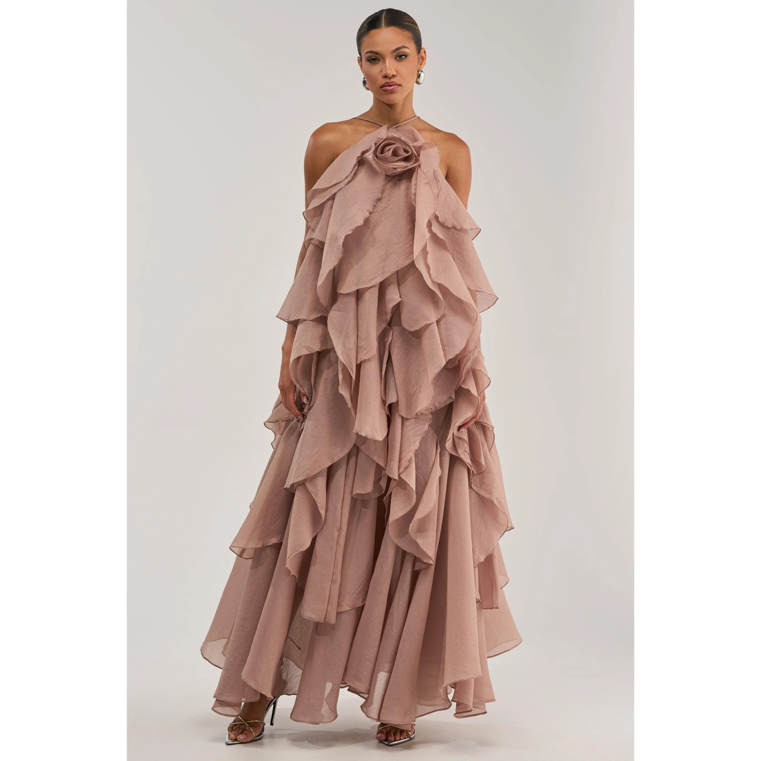 GOLDEN HOUR FLORAL CHIFFON MAXI DRESS IN MAUVE GOLDEN HOUR FLORAL CHIFFON MAXI DRESS IN MAUVE