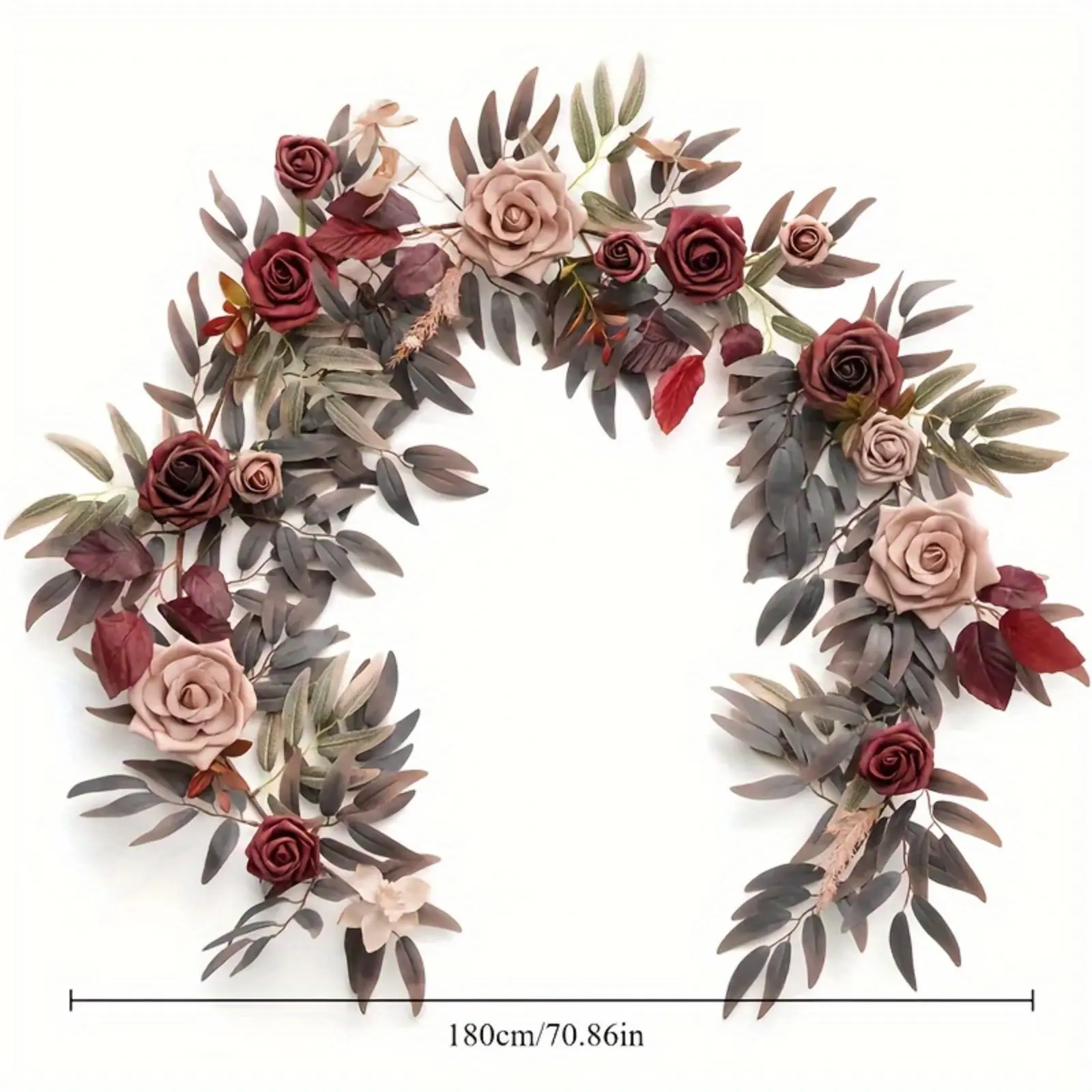 6 Ft Artificial Eucalyptus Garland with Fresh Flowers Imitation Vine Garland for Table Wedding Bridal Shower Party Decoration Rose Foam Ornaments