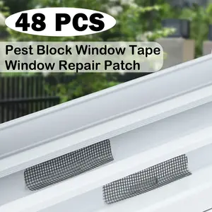 48 Counts Window Weep Hole Screen Patch, Self Adhesive Waterproof Weep Hole Covers, Sticky Fiberglass Window Screen Repair Patch
