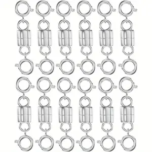 4/6/8/14/16pcs Magnetic Necklace Clasps And Closures 14k Gold Plated And Silver Two Spring Clasps Beads Chain Extender Necklaces Bracelet Safety Magnetic Locking Jewelry Clasp Converter