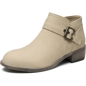 Women's Chunky Low Heel Ankle Boots Classic Pointed Toe Side Zipper Booties