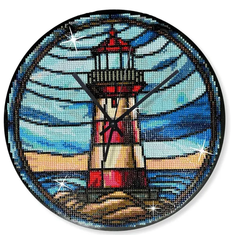 Lighthouse Diamond Painting Kit, CLOCK Sign, ROUND Drills Lighthouse Diamond Painting Kit, CLOCK Sign, ROUND Drills