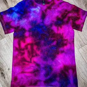 Blank blue  and magenta ice tied dyed tshirt