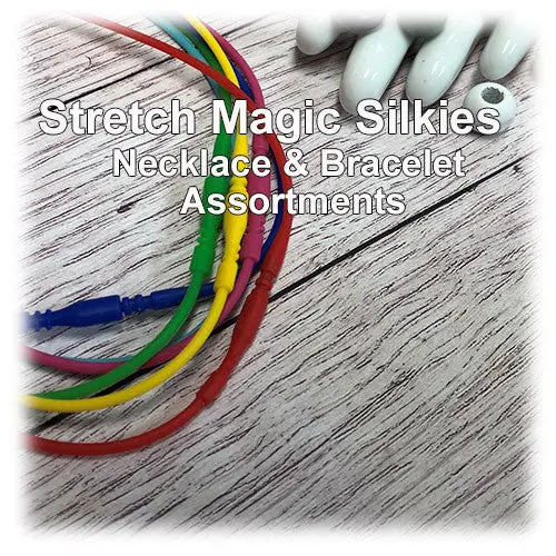 Silkies Stretch Necklace and Bracelet Assortment, Elastic Cord, 5 Style Options, Kids Jewelry, Hair Accessories, Layering