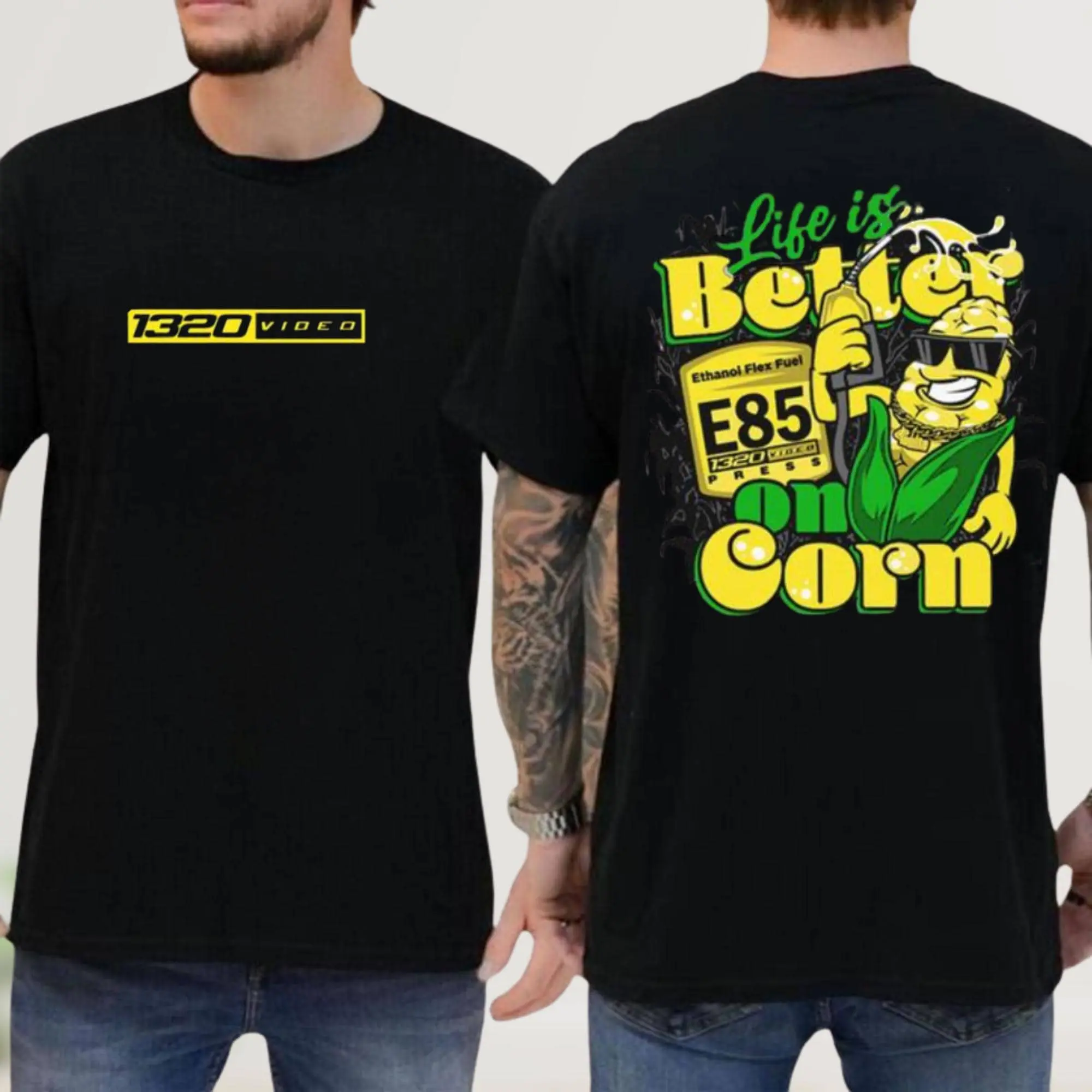 Women's Short-Sleeve Round Neck Solid Cotton Soft 2-Sided "Life Is Better on Corn 1320" T-Shirt - Smooth Seamless Fabric, Casual Graphics, Racing-Themed Funny Streetwear Top, T-Shirts for Daily Wear, T-Shirts Racing-Themed Streetwear Women's