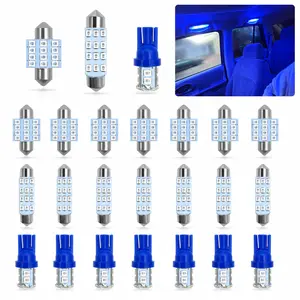 24 PCS Car LED Interior Light Bulbs, T10 31 mm 42 mm Dome Light Bulbs, Interior LED Festoon Lamps Set, for Car Dome Map Door Courtesy License Plate Lamps (Blue)