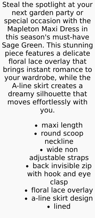 Mapleton Maxi Dress - Sage Green Lace