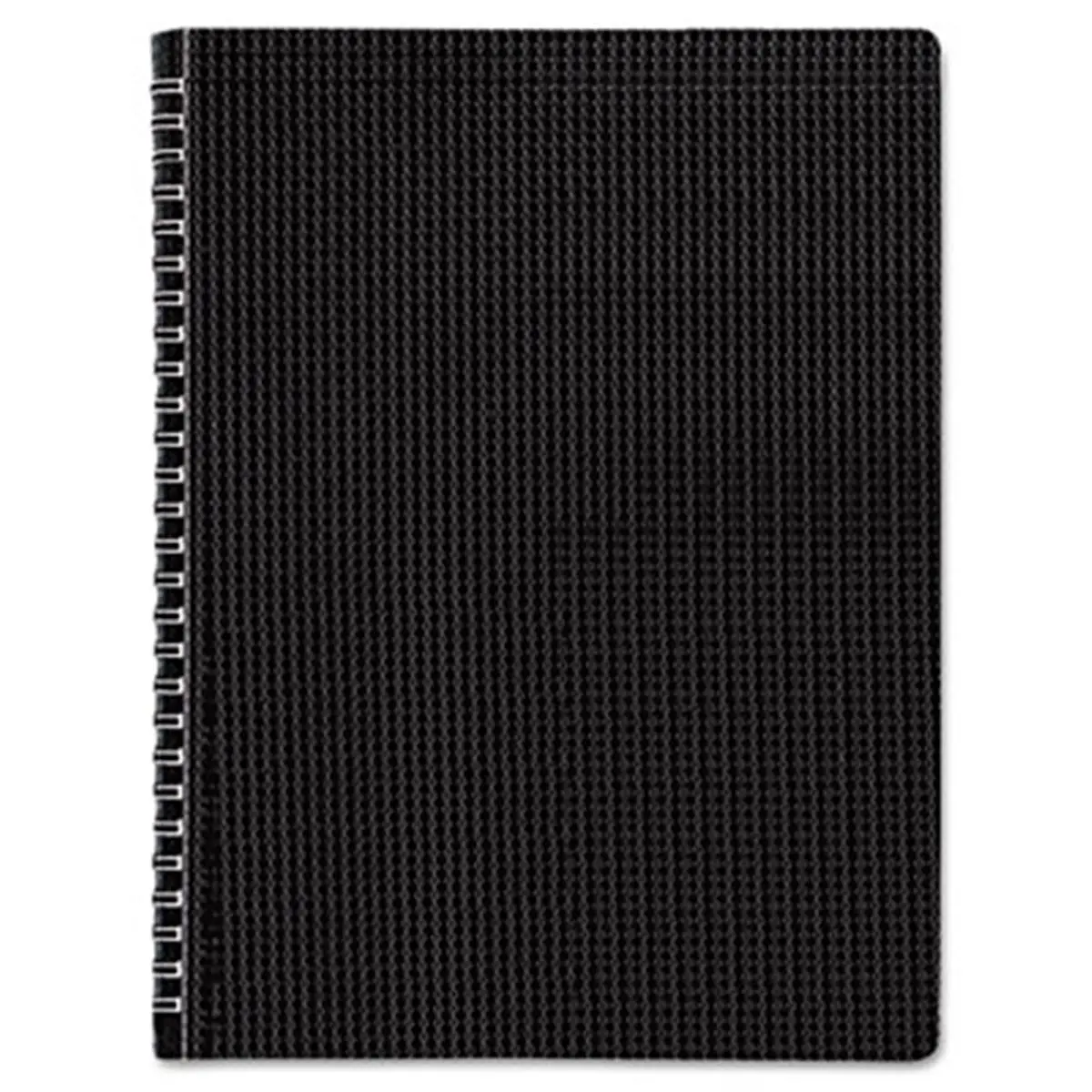 Rediform B4181 Twin Wire Bind College Ruled Notebook, 8.5x11 in, 80 Ruled Pages, Textured Poly Black Cover, Date Margin, Page Protection, for Business & Academic Use, College Ruled Notebooks, Textured Cover