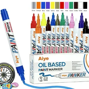 12-Color Premium Oil-Based Marker Pen for Car Tires–Waterproof, Quick-Dry & Fade-Resistant Marker for Metal, Wood, Plastic, Rock, Canvas & Glass, DIY Paint, Auto Detailing Tool