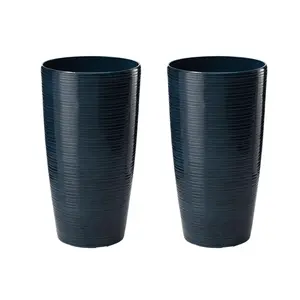 Glitzhome 22.75" Elegant Faux Ceramic Textured Planters S/2