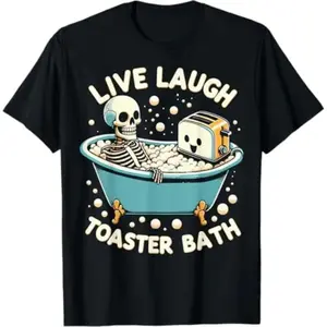 Men's 100% Cotton Casual Short-Sleeve Round Neck T-Shirt - Simple, Comfortable Menswear Top for Fitness, Live Laugh Toaster Design