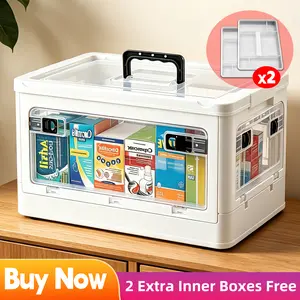FlairLiving-Clear Craft Organizer Storage Box with Removable Trays, Dividers, Lockable Buckle, Lightweight Design - Slide-Open Lid, Household & Kitchen Organizer for Coloring Books, Craft Supplies, Outdoor Use