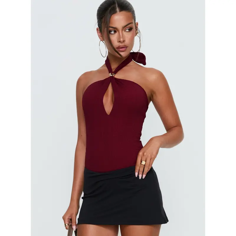 Bridey Cut Out Bodysuit Red