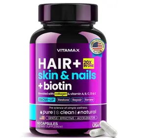 Biotin | Collagen | Keratin Booster with Hyaluronic Acid - Thicker Hair Growth, Healthy Skin & Stronger Nails Supplement – Extra Strength - Multi Vitamin B Complex - Women & Men - Made in USA - 60ct