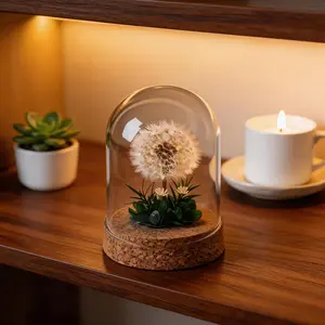 Eternal Dandelion in Glass Dome Decoration-Preserved Floral arrangement with Transparent Display Case, No Electricity Needed Home/Office/Desk Decor - Perfect Gift for Mother's Day, Birthday,Teacher Appreciation - Long-Lasting Keepsake,Flower Decorations.