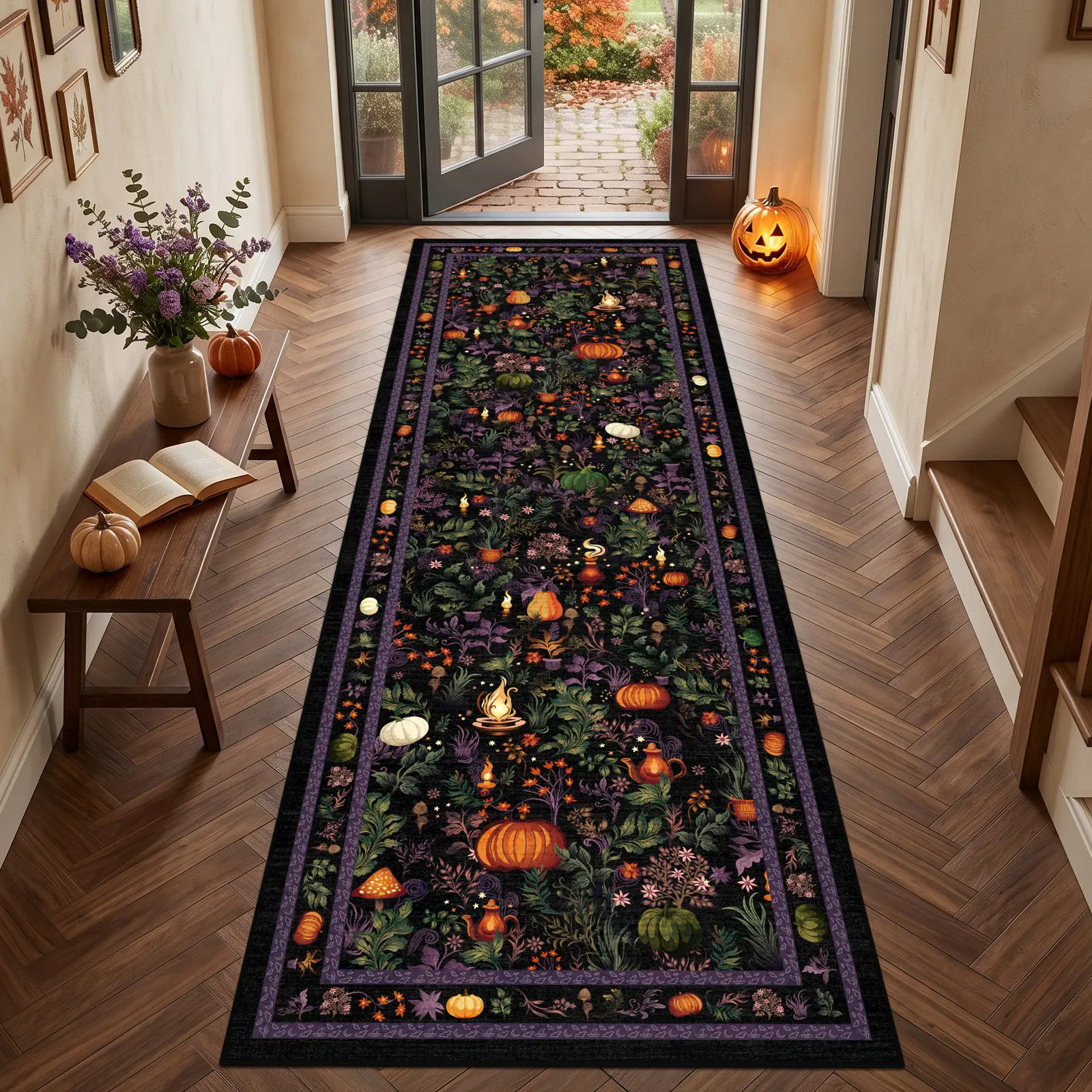 Geanup Halloween Non-Slip Washable Low-Pile Rugs - Hallway Runner, Kitchen Mat, Bedroom Floor Carpet for Holiday Decor, Non-Slip Base