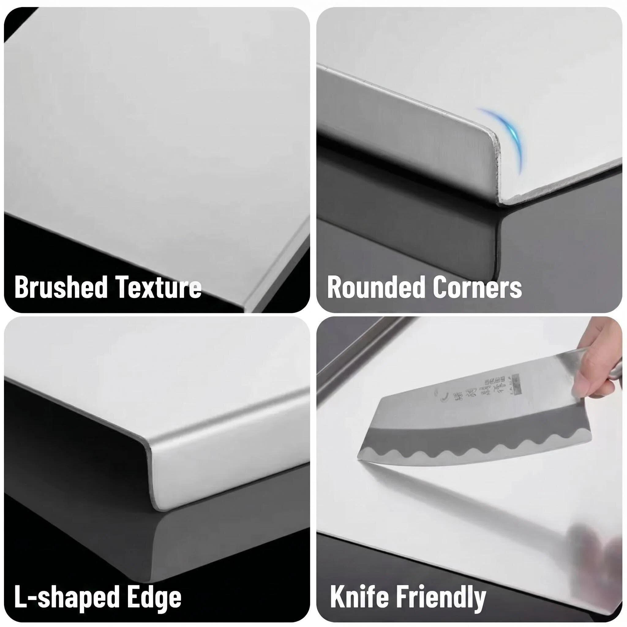 Large non-slip stainless steel cutting board   — stainless steel non-slip cutting board, kitchen cutting board, kitchen accessories, household gadgets