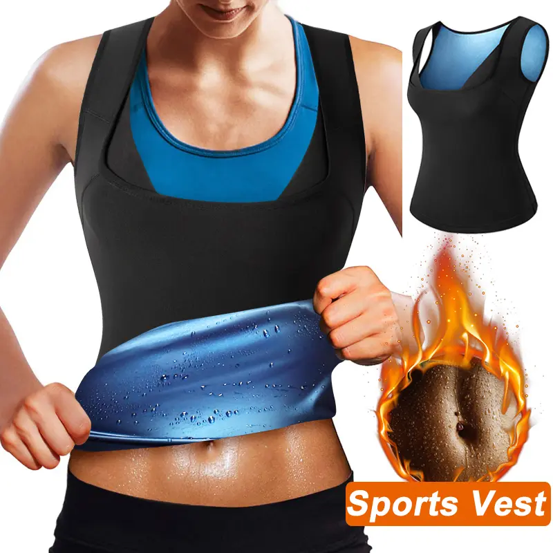 Women's Compression Sauna Vest Shapewear - Sports Knit Polyester Compression Garment for Waist Training, Activewear Sportswear Athletic Gym Workouts & Body Contouring