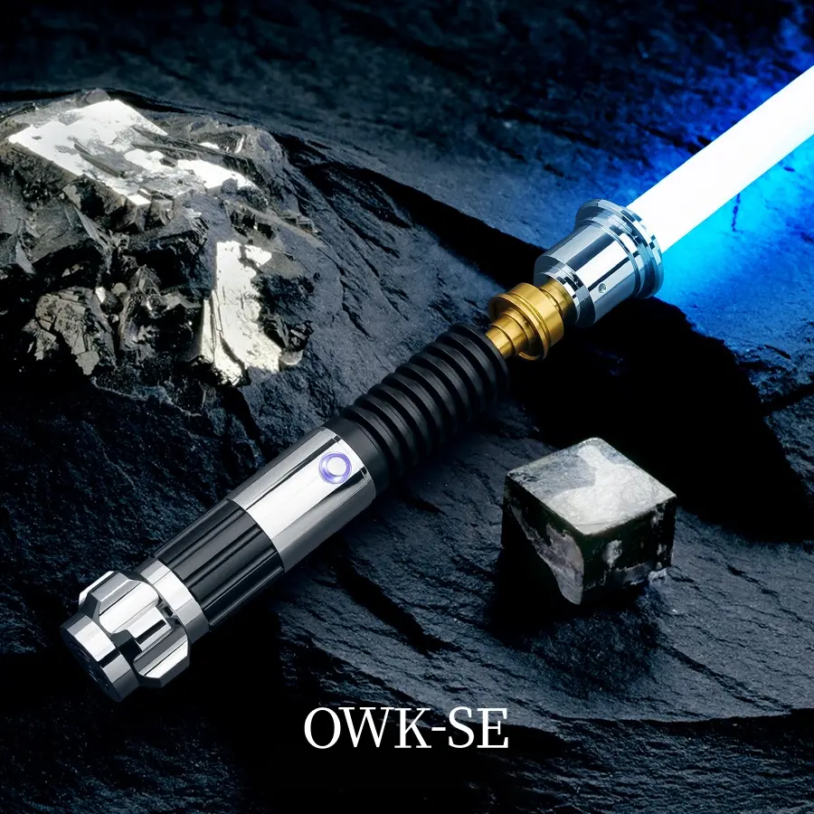 OWK-SE Neopixel Dueling Lightsaber - Adult Collectible Fantasy Replica Sword, 12 RGB Colors, 16 Sound Fonts, Motion Control, Metal Handle, Replaceable Blade, Cinematic Force FX, Batteries Included, 12+ Years, 3-5 Hrs Use, 5V/1A Adapter, Collectibles