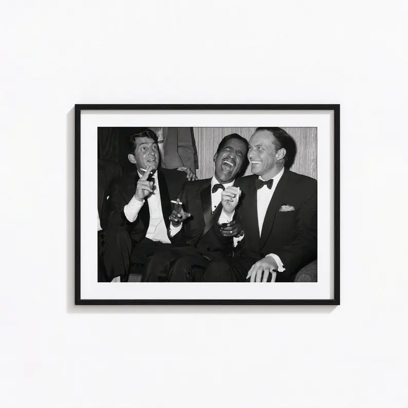 The Rat Pack Print Dean Martin, Sammy Davis, Frank Sinatra Black and White Wall Art Poster No Frame, Vintage Print, Home Decor