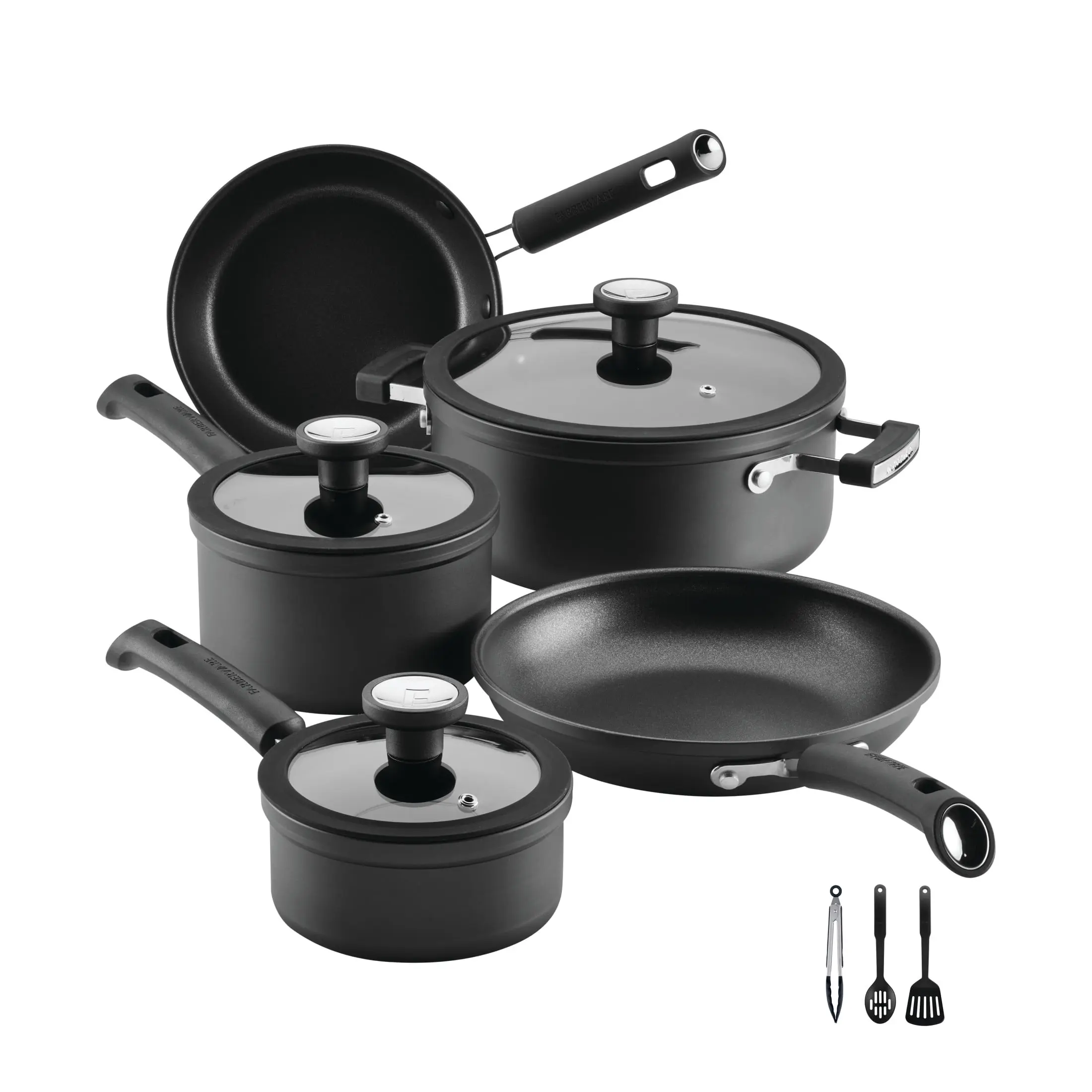 TrueCook 12pc Cookware Set, Dishwasher and Oven Safe, Black