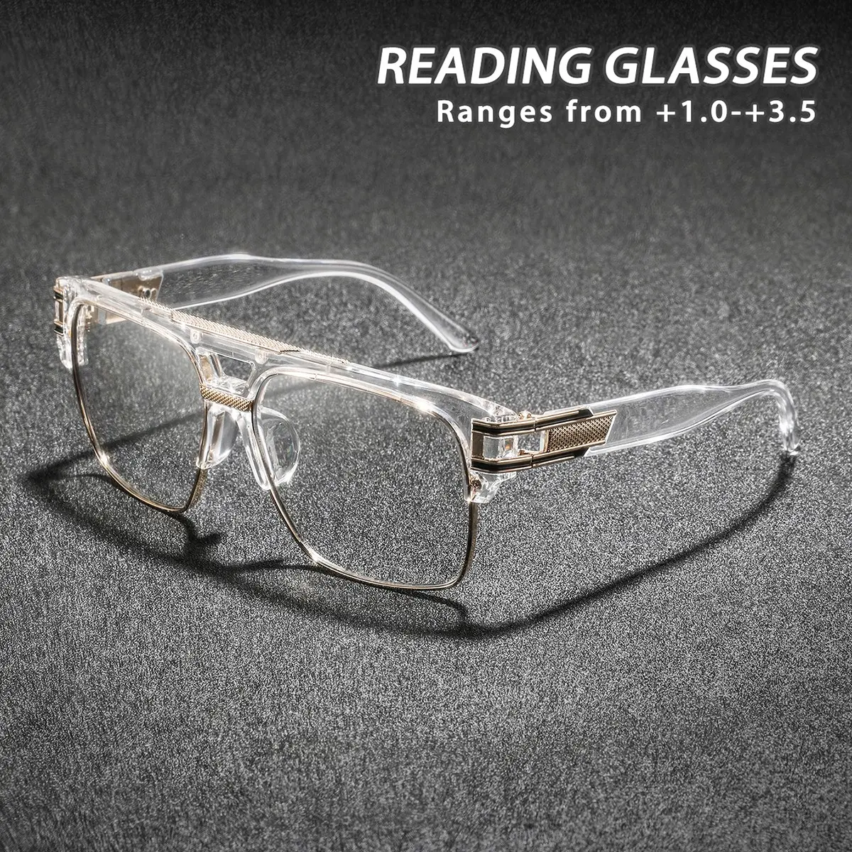 Men's Metal Plastic Combination Frame Bifocal Glasses, High-End Retro Casual Style, Fashionable Reading Glasses, Stylish Eyewear, PC Frame Eyewear, Fashion Eyeglasses