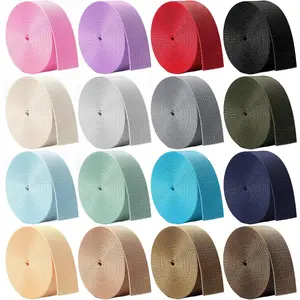 16 Rolls 1 Inch Wide 3.3 Yard 16 Colors Heavy Cotton Polyester Webbing Strap for DIY Bag Handles, Crafting Gear Repair, Pet Leash, Backpack, Gardening Accessories