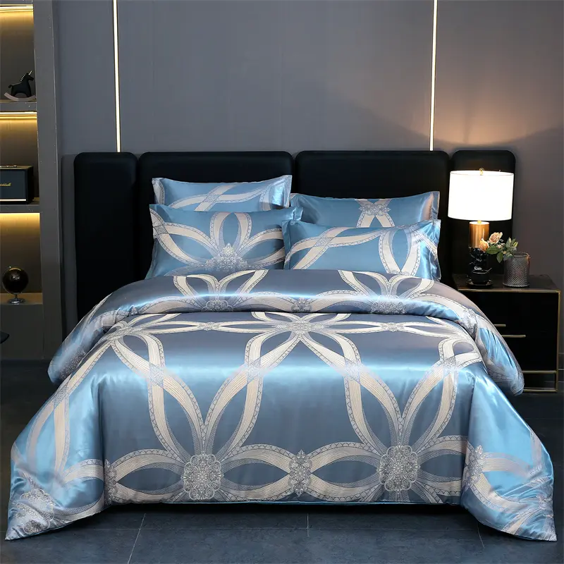 3-Piece Satin Jacquard Bedding Set, Silk-Like Shine & Softness, Comfy Bedding Set, Includes 1 Duvet Cover + 2 Pillowcases, All-Season Use Machine wash, Bedroom Bedding Set, Comfy Bed Sets