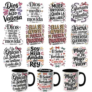 12Pcs/Set Spanish DIY Glass Jar Packaging Stickers Vinyl Decal Sticker UV DTF High Self-Adhesive Transfer Paper Is Suitable For Decorating Cups And Bottles Scrapbook Materials