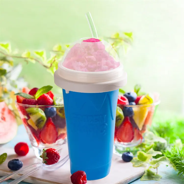 Slushie Maker Cup With Lid And Straw Reusable Frozen Drink Cup Diy Smoothie Maker Squeeze Slushy Cup For Juice Soda Milk Yogurt Ice Cream Summer Drinks Home Outdoor