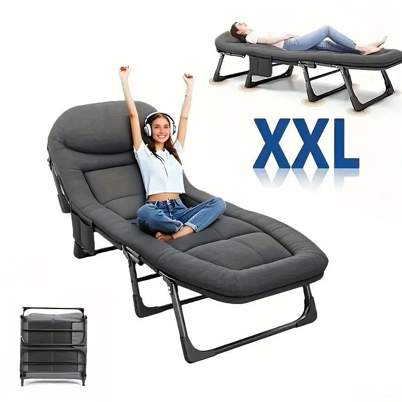 Portable Outdoor Patio Folding Bed, Adjustable 6-Position Foldable Camping Cot, Supports Up to 330 lbs, Breathable Fabric, Compact Folding Chair for Relaxation & Napping – Perfect Single Bed for Travel and Vacation【outdoor only】